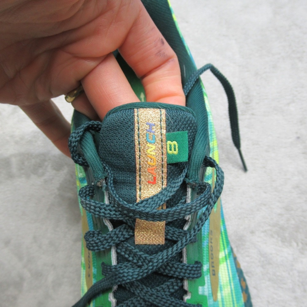 Brooks Womens Shoes 9 B Green Plaid Launch 8 Run Lucky Lightweight Running - Picture 4 of 15